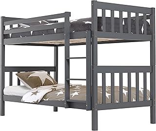 Blisswood Double Bunk Bed, 3ft Single Bed Frame with Ladder, Extra Strong & Durable, Wooden Kids bunk beds Twin Sleeper for Kids, Children, Adults, Double Bed Frame With Under Bed Storage (Dark Grey)