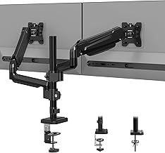 Dual Monitor Desk Mount for 32-inch screens, Ergonomic Gas Spring Arm Stand with Cable Management, Tilt, Swivel, Rotation, VESA 75/100 mm