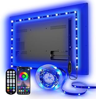 Daymeet LED TV Backlights, 3M USB Powered LED Lights for TV 32-60 inch Led TV Light RGB Color Changing Strip Lights Monitor Behind Lighting with Remote Music Sync Bluetooth APP Control
