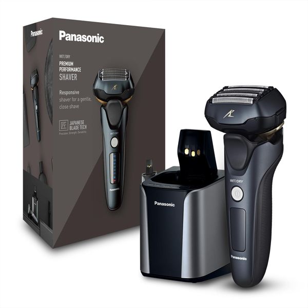 Panasonic Series 800 ES-LV97 5-Blade Wet and Dry Electric Shaver for Men, Rechargeable, Responsive Beard Sensor, Multi-Flex 16D Head, Auto Cleaning, Charging Stand, Gift for Men (2 pin UK Plug)