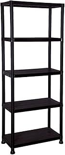 TAHA ® 5 Tier 60cm Wide Heavy Duty Black Plastic Shelving Unit Storage Organiser Garage Home Pantry Racking Shelf Shelves Workbench Workman Bays Racking Tools Paint Stationary 173X60X30