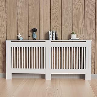 High Radiator Cover Wood Cabinet: 92cm Height White Large Heater Covers Internal Heights 90cm Vertical Slats Tall Radiator Shelf Thicken MDF Wooden Bedroom Hallway Cabinets for Living Room