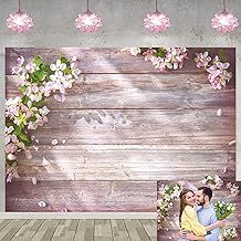 Floral Wooden Backdrop Green Leaf Pink flowers Photography Background Baby Shower Birthday Party Wedding Decorat Photo Props Banner (7x5FT)