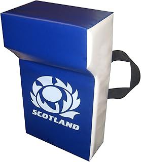 Rugby - Scotland Professional Grade Tackle Wedge Hit Shield Pad - Heavy Duty PVC/High Density Foam - Blue & White - 60cm x 35cm x 12.5cm