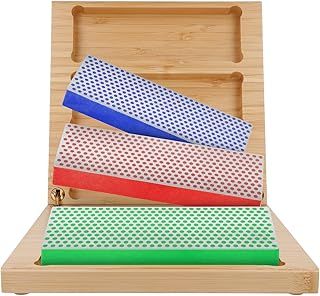 DMT W6EFC Three 6-Inch Diamond Whetstone Models in Hard Wood Box - Multi-Colour