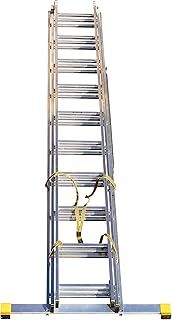 BPS Trade Master Pro 3 Section Extension Ladder | 6.26m / 20.53FT Aluminium Ladders | 150KG Load Capacity, Integral Stabiliser, Auto-Locking, Non-Slip Rubber Feet