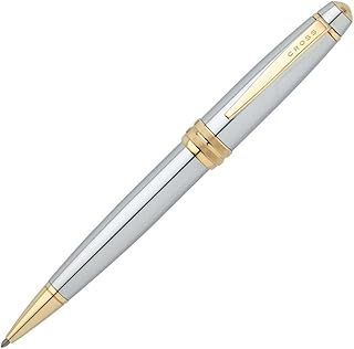 Cross Bailey Refillable Click-Off Cap Plastic Ballpoint Pen with Chrome Finish and Gold-Plated Appointments, Medium Ballpoint, includes Premium Gift Box and Black Cartridge, 1 Pack, Medalist