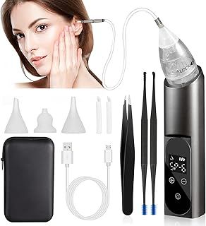 Ear Vacuum Wax Remover, Ear Wax Removal Tool with Carrying Case, 6 Levels Strong Suction Electric Ear Vacuum Cleaner, USB Charge Ear Wax Suction Remover for Adults and Kids(Black)