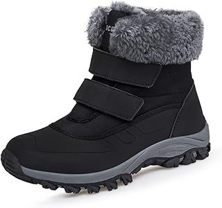 DRECAGE Winter Ankle Snow Boots with Warm Fur Lining Waterproof Women Warm Hiking Booties Anti Slip Shoes