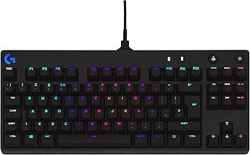 Logitech G PRO Mechanical Gaming Keyboard – Ultra Portable Tenkeyless Design, Detachable Micro USB Cable, Advanced GX Blue Clicky Switches, LIGHTSYNC RGB Backlit Keys, UK English, PC/Mac - Black