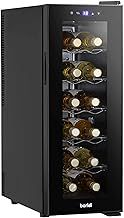 Baridi Black 12 Bottle Wine Fridge Cooler, Super Quiet 25dB, Touch Control, LED - DH73