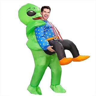 Alien Costume for Adult Inflatable Alien Carrying Human Costume Blow up Alien Halloween Suit Inflatable Space Fancy Dress up