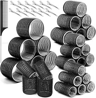 Thrilez 37 PCS Hair Roller with Clips Big Hair Rollers with 4 Different Sizes of 63mm 48mm 36mm 25mm, Hair Curler Roller for Long Medium Short Hair, Hair Rollers for Salon DIY Hairdressing Hairstyling