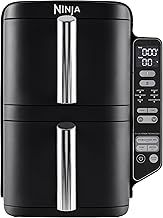 Ninja Double Stack Air Fryer, Vertical Dual Drawer Air Fryer with 4 cooking levels, 2 Drawers and 2 Racks, Space Saving Design, 7.6L Capacity, 6 Cooking Functions, 6 Portions, Black SL300UK