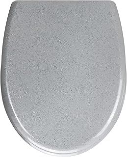 Fanmitrk Duroplast Toilet Seat Soft Close -Grey Color,Quick Release Toilet Lid with Top Fixing,Shining Effect(UF01-10X)