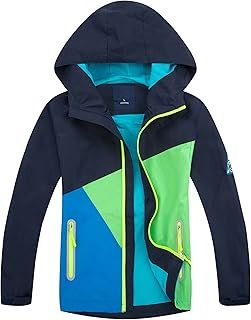 YoungSoul Boys Girls Waterproof Jackets Hooded Colorblocked Raincoat