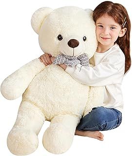 EARTHSOUND Giant Teddy Bear Stuffed Animal,Large Plush Toy Big Soft Toys,Huge Life Size Jumbo Cute Fat Bears Animals, Gifts for Kids (120cm, White)