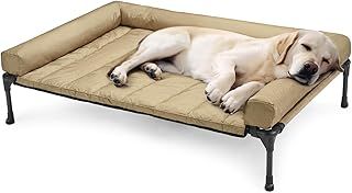 Raised Dog Bed + Waterproof Removable Pillow-Top Mat, Dog Bed Sofa Couch, Elevated Dog Bed with Breathable Mesh, No-Slip Feet, Dog Sofa Bed for Indoor Outdoor, 107 x 76 x 18 cm, Beige