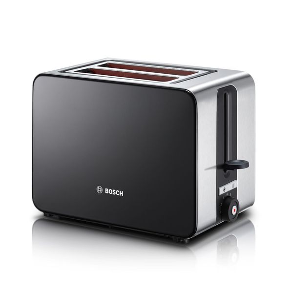 Bosch Sky Compact TAT7203GB 2 Slot Stainless Steel Toaster with 7 variable browning levels including frozen - Black