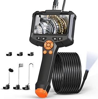 Endoscope Inspection Camera, AOPICK 4.3'' IPS Screen 1080P HD Digital Borescope Inspection Camera with 8 LED Lights, Handheld IP67 Waterproof DrainCamera, 16.5ft Semi-Rigid Cable, Gadgets for Men