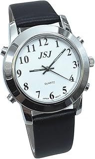 VISIONU English Talking Watch for Blind People or Visually Impaired People or The Elderly with Alarm of Quartz, Leather Strap