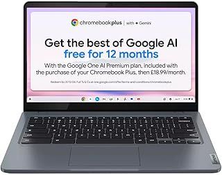 Lenovo IdeaPad Slim 3 Chromebook Plus | 14 Inch Full HD Laptop | Intel Core i3-N305 | 8GB RAM | 256GB SSD| Chrome OS | Storm Grey