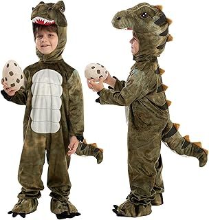 Spooktacular Creations Child Realistic T-rex Costume Dinosaur Jumpsuit with Toy Egg for Boys Halloween Dress-up Party