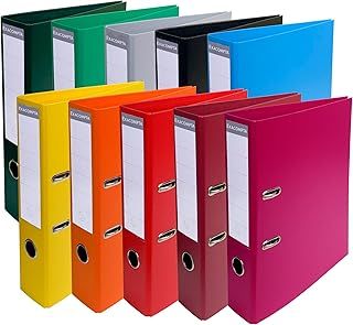 Exacompta - Ref 53074E - Prem'Touch PVC Lever Arch File - 320 x 290mm in Size, 2 Rings, Can Hold A4 Documents, 70mm Spine, 75mm Rings, FSC-Certified - Assorted Vivid Colours (Pack of 10)