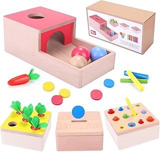 Baby Montessori Toys for 1 Year Old Boys Girls, Wooden Toys for 1 2 3 Year Olds, Baby Sensory Toys 4 in 1 Activity Cube Balls Drop Toy, Toddlers Educational Sorting Toy, Babies 1st Birthday Gifts