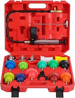 KATSU 18-Piece Car Radiator Cooling System Pressure Tester Kit with Hand Vacuum Pump, Water Tank Leak Detector for Cars Trucks SUVs 450812