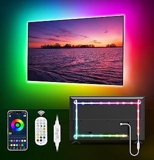 MATICOD TV LED Lights, 4M TV Lights for 45-60in TVs, Music Sync RGB TV Backlight USB LED Strip Lights with Remote and App Control for Christmas Decorations
