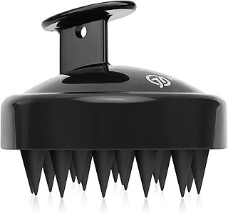 FREATECH Scalp Massager Shampoo Brush for Scalp Scrub and Hair Growth, Shower Hair Scrubber Scalp Exfoliator Dandruff Comb with Flexible Silicone Bristles for Long Thick Curly Hair, Black