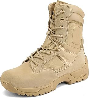 NORTIV 8 Men's Military Side Zipper Tactical Work Boots Hiking Motorcycle Combat Boots