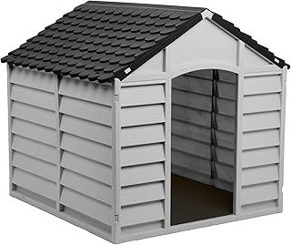 Garden Store Direct New Dog Kennel Shelters in Grey Tone, Two Styles Available (Small/Medium)