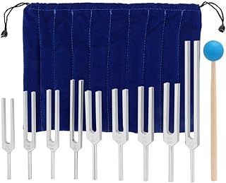 Tuning Forks Set, Aluminum Alloy Tuning Fork Kit with 1 Sound Hammer and 9pcs Tuning Forks for Healing Vibration Therapy, Sound Therapy Set for Sound Testing 174/285/396/417/528/639/741/852/963HZ