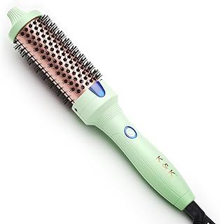 K&K Thermal Brush, 38 mm Heated Round Brush, Professional Heated Curling Ceramic Tourmaline Ionic Curling Iron, Hot Styling Volumizing Comb, Dual Voltage