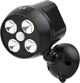 NICREW Battery Powered Outdoor LED Security Light 1 Pack, PIR Motion Sensor Spotlight, Weatherproof Outdoor Wall Light for Gardon Walkways, 600 Lumen