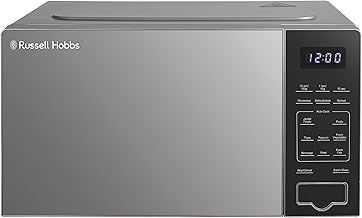 Russell Hobbs Touch Control Digital Solo Microwave 20L 800W in Silver with 10 Power Levels, 6 Auto Cook Menus, Defrost Control, Clock & Timer RHMT2005S