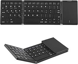 QCXWCJWD Bluetooth Keyboard with Touchpad Foldable, Portable Wireless Folding Keyboard, Small Bluetooth Keyboard With Mouse for Ipad, Smartphone, Android, Tablet, PC and Windows Laptop