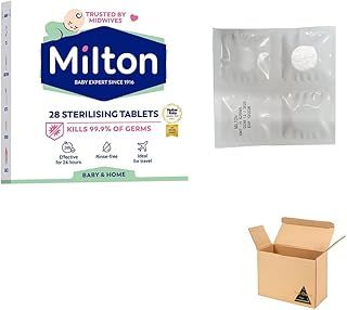 Milton 1 x Sterilising Tablets Original 28 Steriliser Tablets for Cleaning Baby Bottles, All Breastfeeding Equipment and Baby Feeding Accessories (Packaging May Vary)