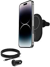 Belkin BoostCharge Magnetic Wireless Car Charger, MagSafe Compatible, for iPhone 14/14 Plus, 13, 12, Pro, Max, mini, etc. (cable and charger included)