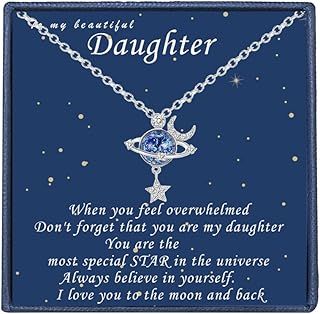 Moon and Star Pendant Necklace for Daughter/Granddaughter