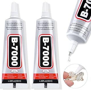 B7000 Jewelry Glue Clear for Rhinestone, 3.7 fl oz Craft Adhesive Glue with Precision Tip Multi Function Fabric Glue for Metal Stone Nail Art Bead Jewelry Making Wood Glass(50 ML, 2)