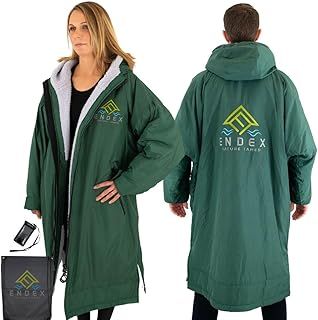 Endex Adult Waterproof Changing Robe - Fully Waterproof 10,000mm Over Sized Windproof Jacket with Sherpa Fleece Lining and Accessories. Ideal for Wild Swimming, Surfing, Beach, Dog Walking, Outdoors