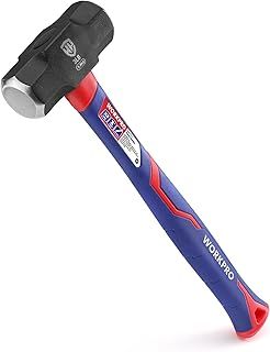 WORKPRO Club Hammer 3.0 lb / 1.4 kg with Fibreglass Handle, Forged Steel Head Non-Slip Ergonomic Grip Sledge Hammer for Gardening, Building Construction, Rock