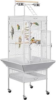 Yaheetech Parrot Cage156cm Large Bird Cage with Open Top/Stand/Rolling Wheels for Canary/Finch/Cockatiel/Parakeet/Conure Parrot, Budgie Cage, White