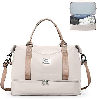 for Ryanair Airlines Underseat Cabin Bag 40X20X25 Weekend Overnight Carry on Holdall for Women Travel Duffel Sport Gym Tote Mum Hospital Bags with Wet Pocket,F10-Beige-brown
