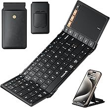 XK01 TP Foldable Bluetooth Keyboard with Touchpad, Folding Portable Travel Keyboard with Trackpad for Android Windows iOS Tablet Laptop PC Smartphone -Black