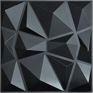 Art3d 3D Paneling Textured 3D Wall Design, Black Diamond, 19.7" x 19.7" (12 Pack)