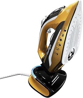 JML 2400W Cordless Iron - Steam Iron with Ceramic Soleplate, Quick Heating, 14g/min Continuous Steam - Clothes Steamer with Precision Tip and Safety Features - Phoenix Gold Freeflight